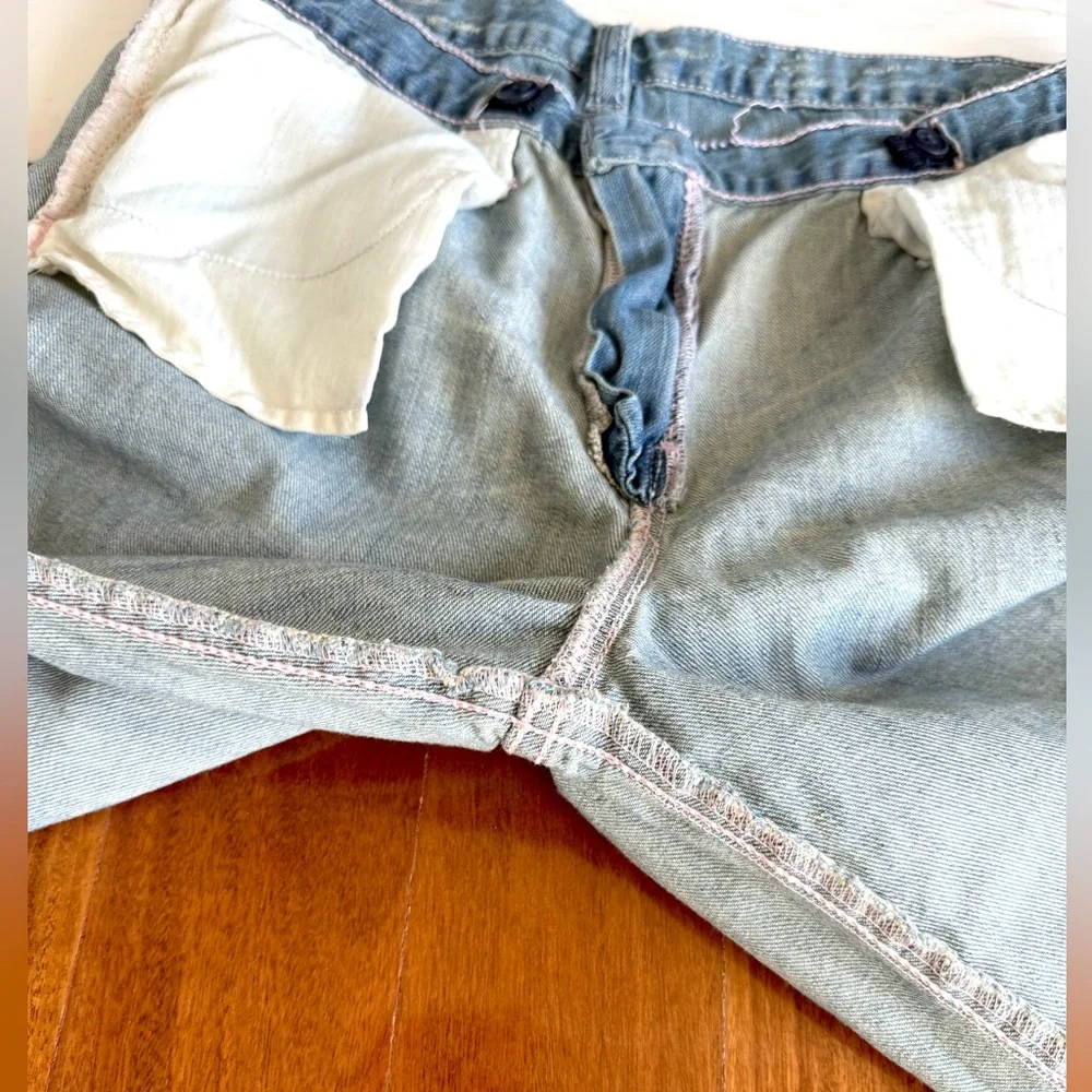 Gap Denim Jeans Boyfriend Pants Girls distressed Capri adjustable Waist 14 Plus